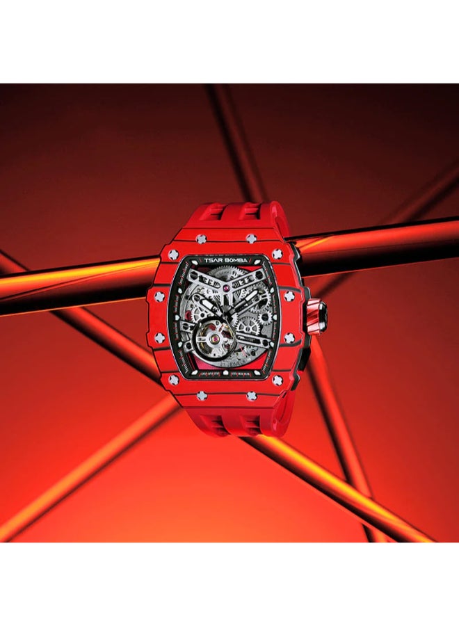 TSAR BOMBA Men's Rubber Automatic Watch TB8208CF-37 - 43.5x50.5 mm - Image 5